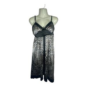 Ripe Women's Leopard Print Satin Slip Dress Asymmetrical Hem Size 6